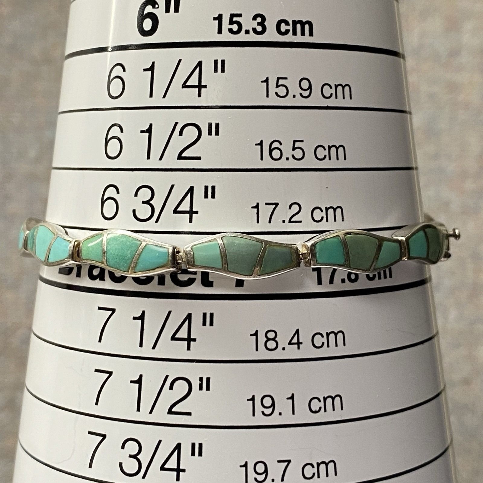 Vintage 925 Sterling Silver Turquoise Link Bracelet 6.75
